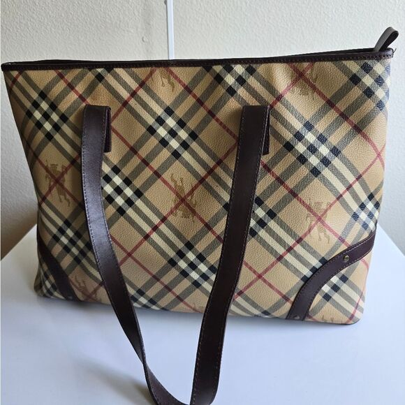 Burberry Haymarket Check Tote Bag Brown - Picture 3 of 16